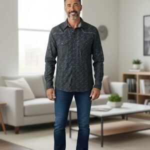 Rock & Roll Cowboy Men's Casual Button Down Shirt - Black